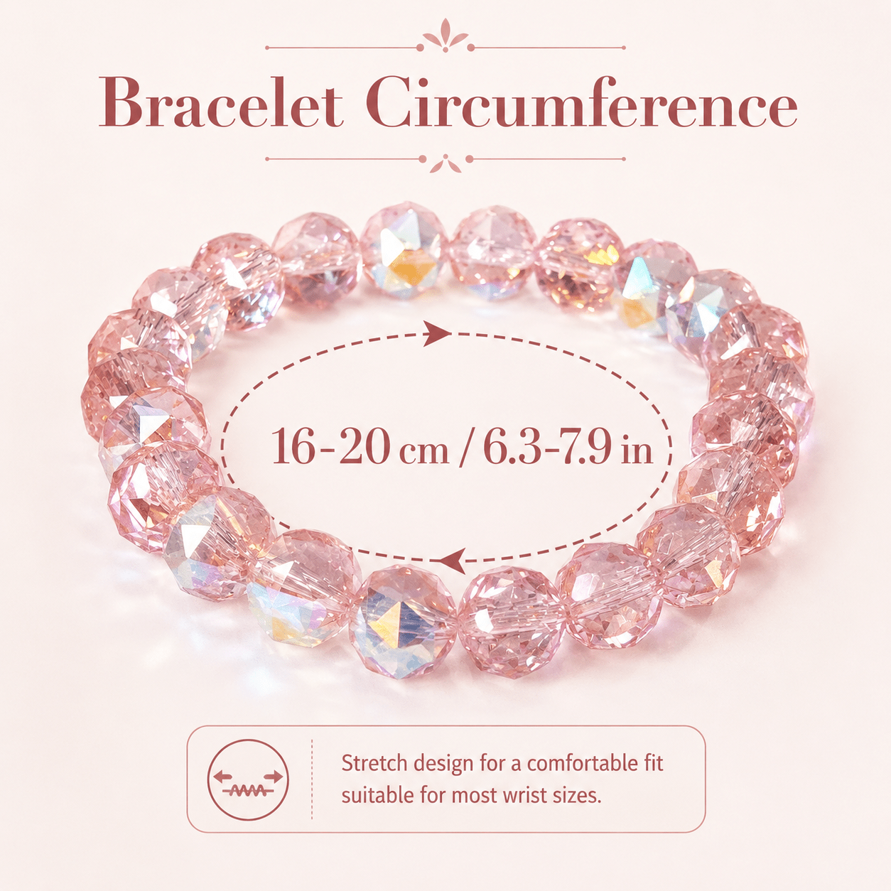 Sparkling Pink Austrian Crystal Stretch Bracelet, Romantic Gift